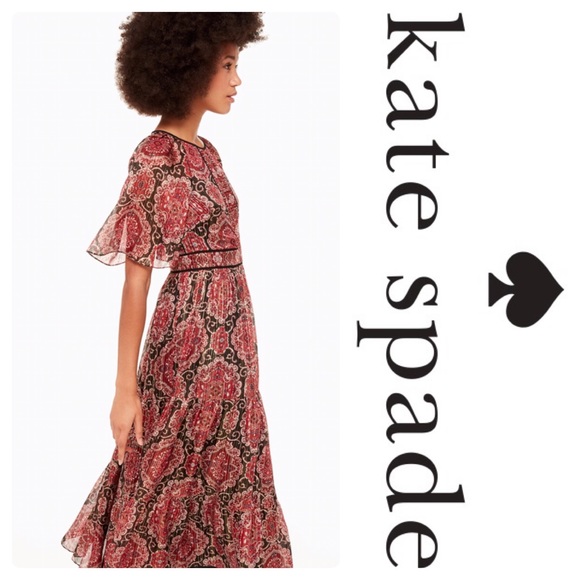 New Kate Medallion Metallic Midi Dress Multi Black - Picture 4 of 6